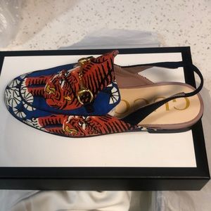 Girls Gucci Canvas/Leather Backless Loafers